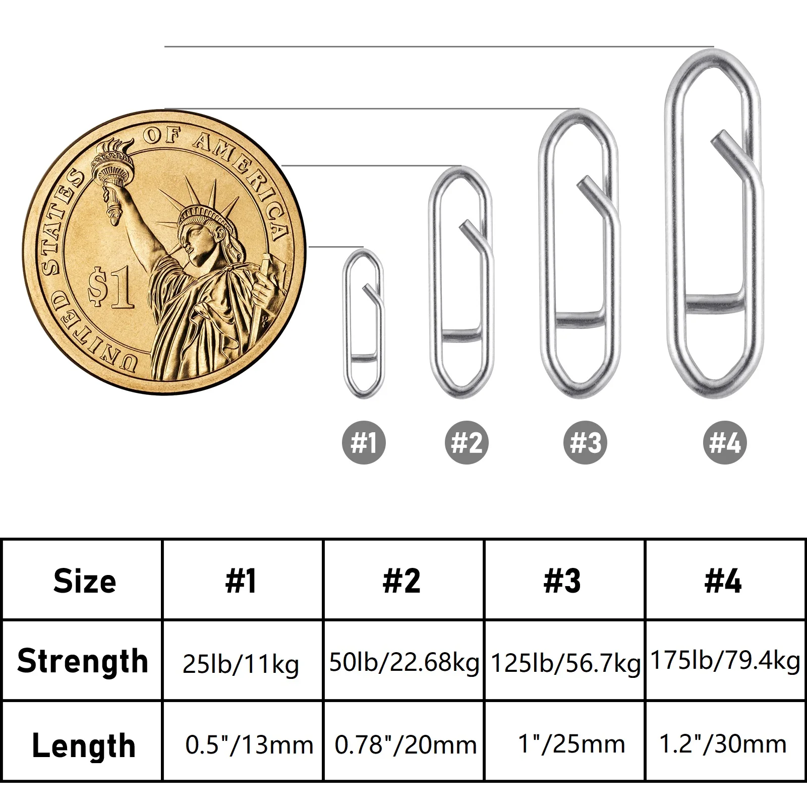 Clip de potencia a presión para pesca, Clip de velocidad de acero inoxidable, conector de enlace rápido de cambio rápido para Crankbait Swimbait Minnow, 50 Uds. - imagen 2