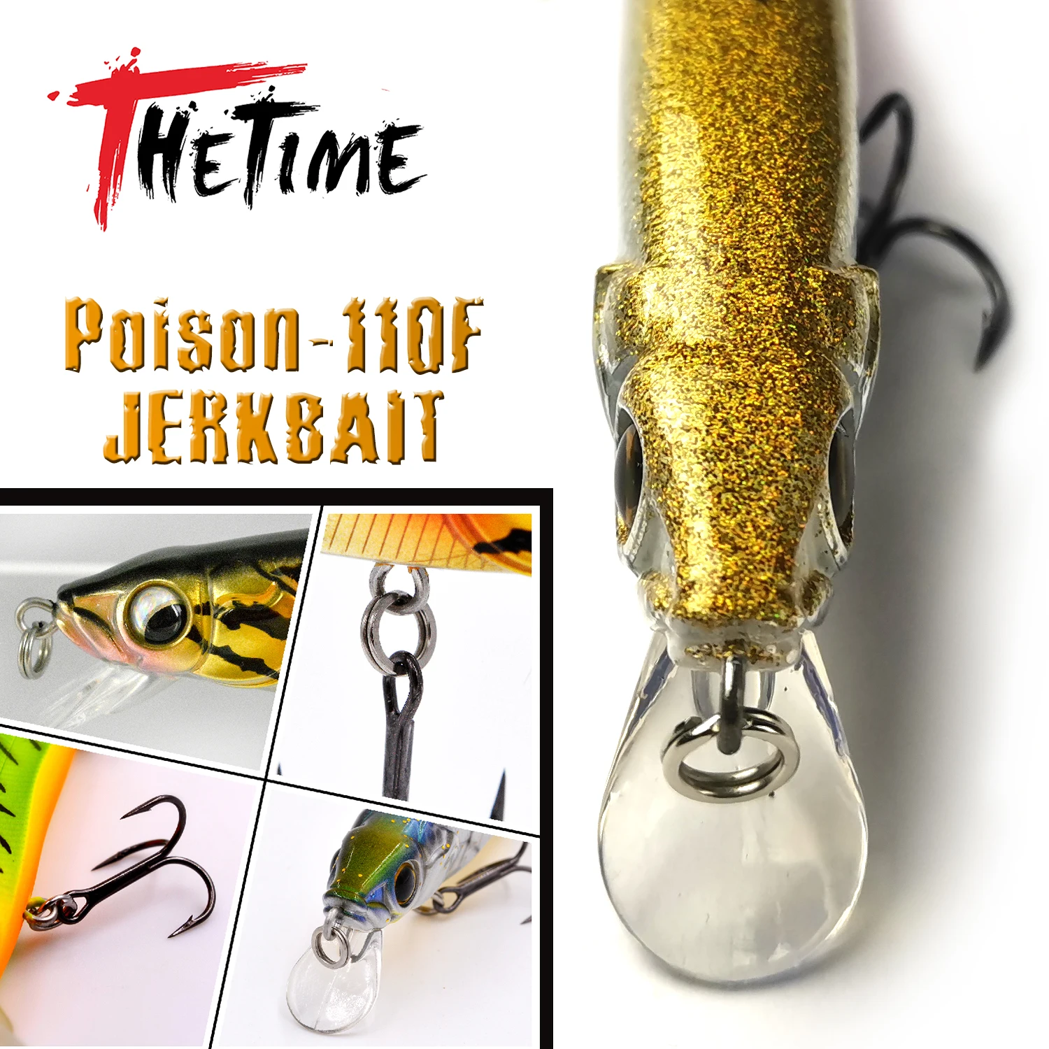 THETIME Jerkbait Minnow 110mm flotante tungsteno para lucio - imagen 5