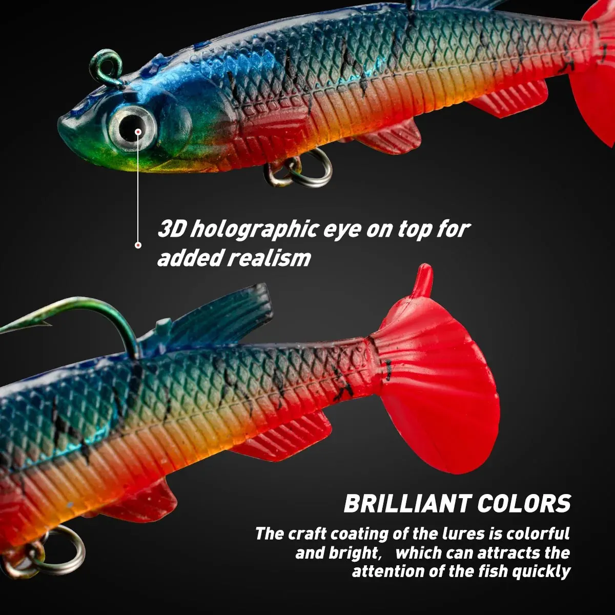 Señuelos de Pesca de cebo blando, señuelo de goma de 80mm/13g, Swimbait de hundimiento Artificial, cola de paleta, cabeza de plantilla, artículos de aparejos de pesca para lubina de mar - imagen 4