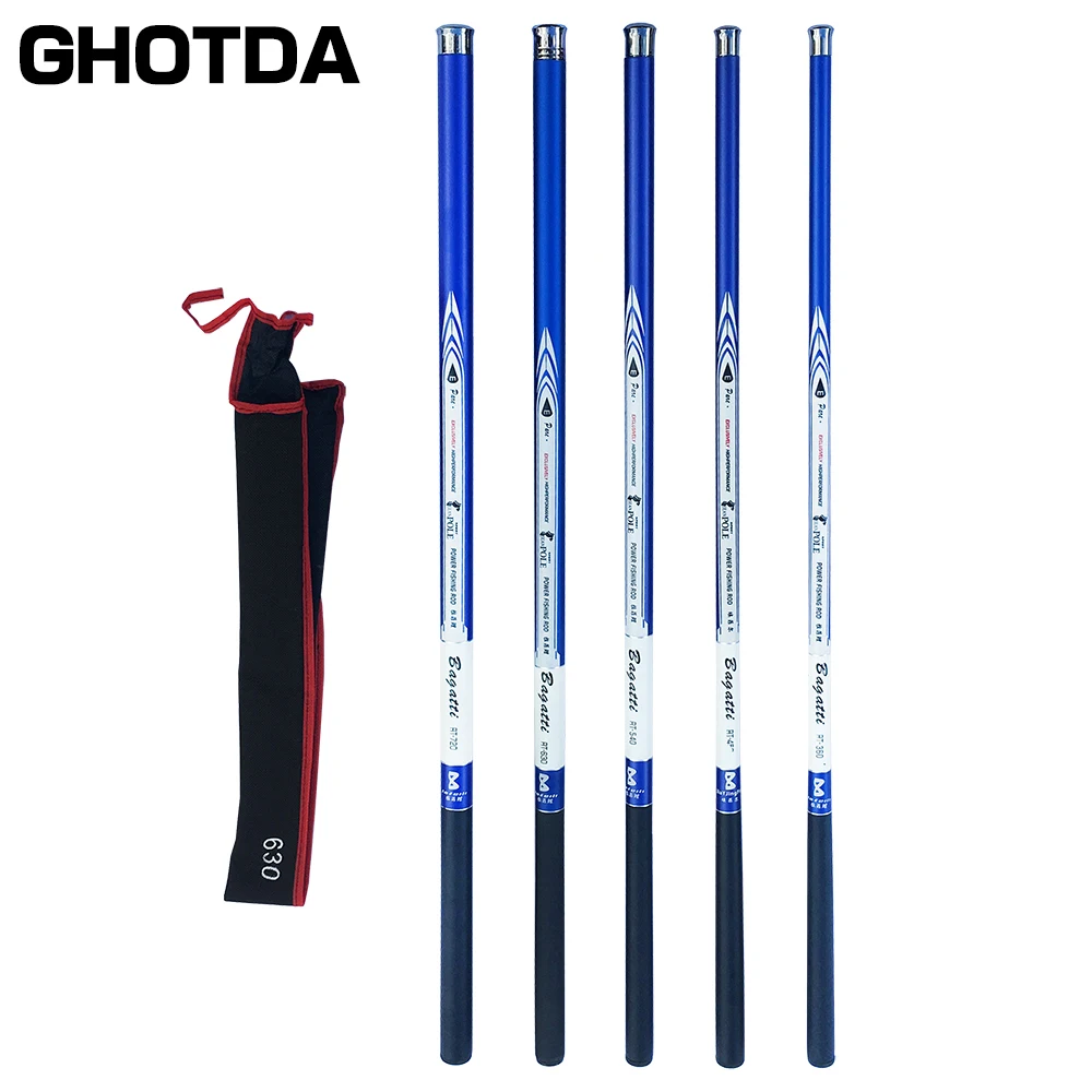 GHOTDA-caña de pescar portátil de fibra de carbono, aparejo telescópico para carpa, ultraligero, 3,6 m, 4,5 m, 5,4 m, 6,3 m, 7,2 m, 1 ud. - imagen 2