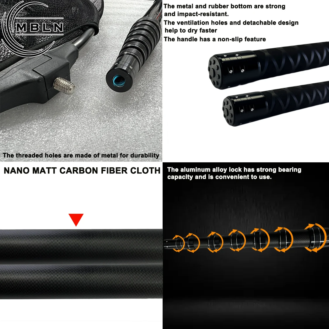 Salabardo telescópico MBLN – Fibra de carbono doble capa orientable - imagen 5