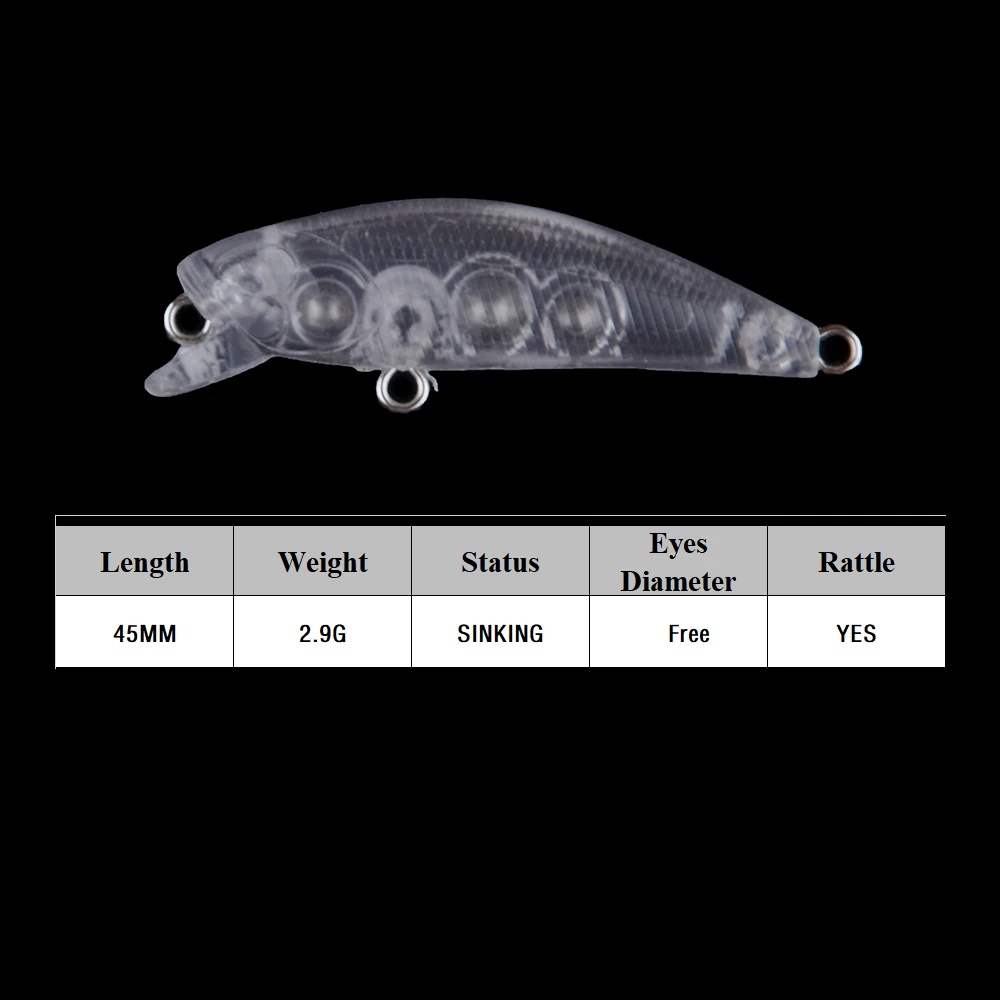 Señuelos Micro Minnow sin pintar 45mm – Hundimiento lento artesanal - imagen 2