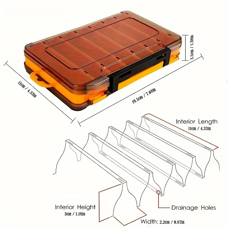 Paquete de 2 cajas de almacenamiento de aparejos de pesca de doble cara, organizador duradero de cebo y anzuelos ABS/PP para accesorios de pesca - imagen 2