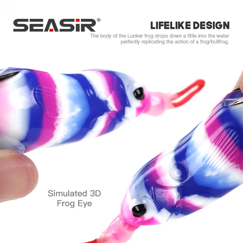 SEASIR Señuelo de pesca de rana suave de silicona, anzuelos dobles, cabeza de serpiente flotante, cebo Artificial, 7cm/17,5g - imagen 5