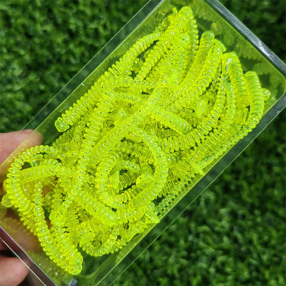 MUKUN-SEÑUELOS blandos de silicona, cebos de gusanos de 0,43g/45mm, Mini Jigging Wobblers, Swimbaits artificiales para aparejos de pesca de carpa y lubina, 50 piezas - imagen 3