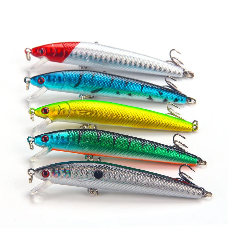 Señuelos de pececillos flotantes de plástico duro, cebos falsos, accesorios de equipo de pesca ABS, 10cm/9g, piezas colores mezclados - imagen 2