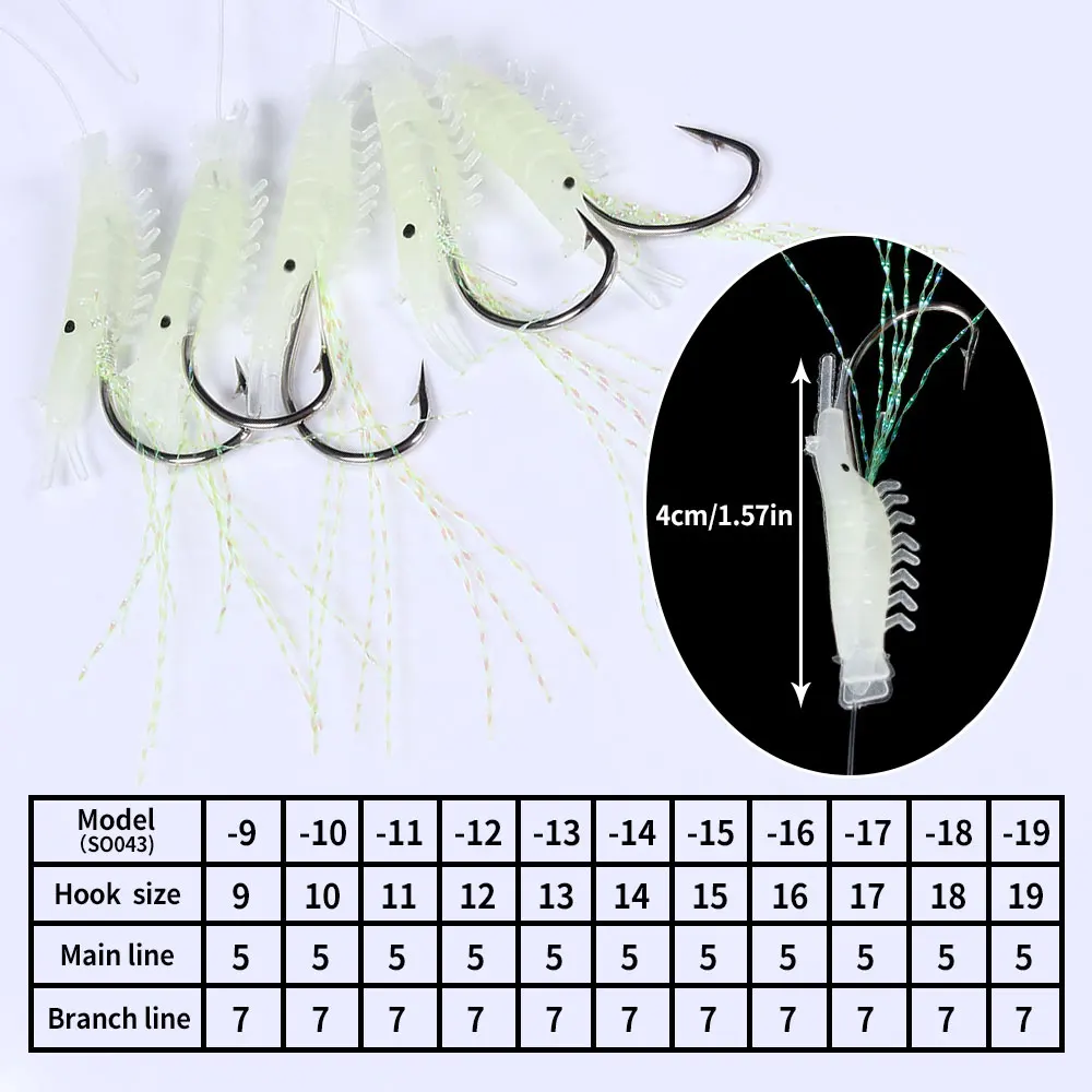 Aparejos Sabiki luminosos para pesca en mar con camarón - imagen 3
