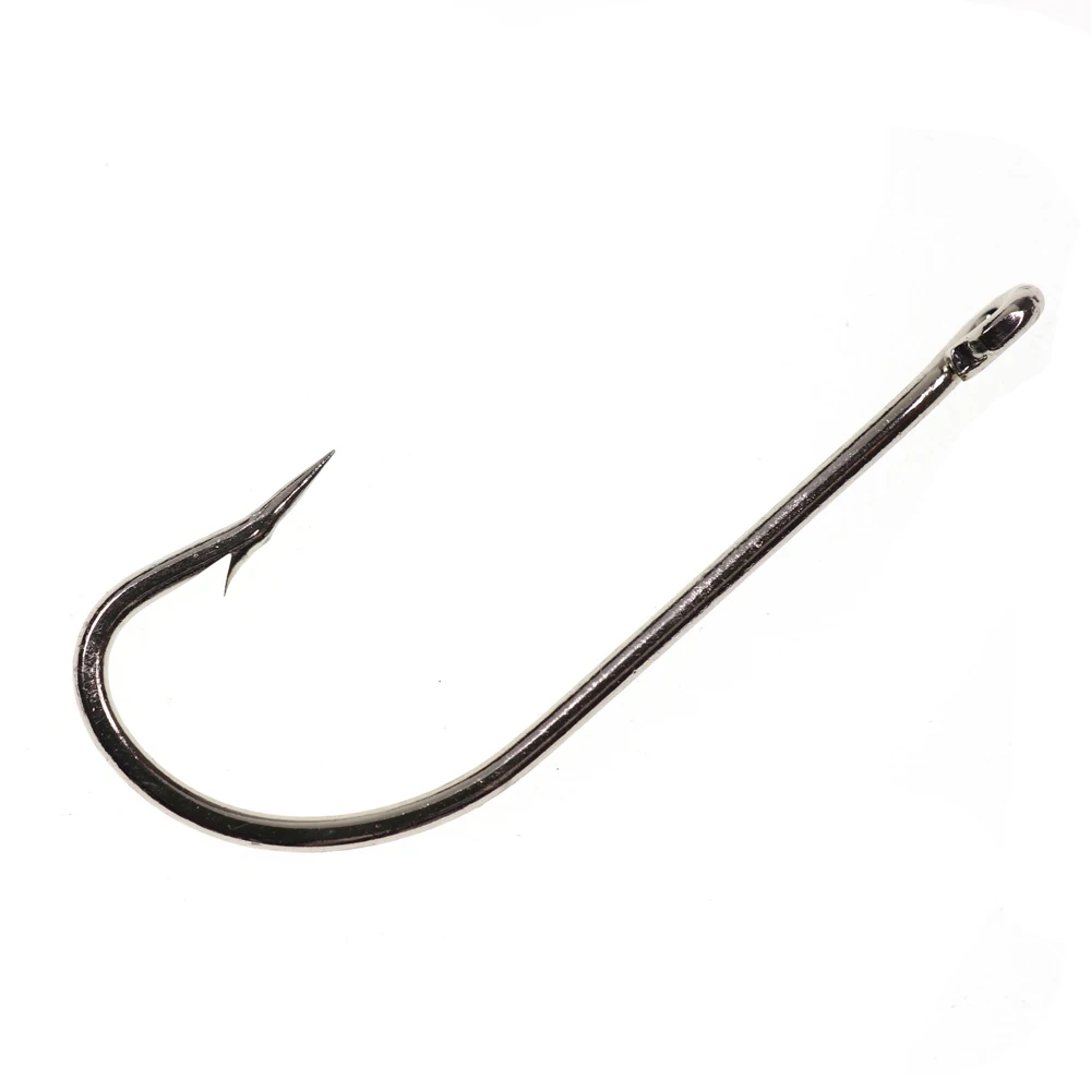 Wifreo-anzuelo de acero con alto contenido de carbono, 50 piezas, para pesca en agua salada, de níquel blanco, tamaño 1/0, 2/0, 3/0, 4/0, etc. - imagen 4