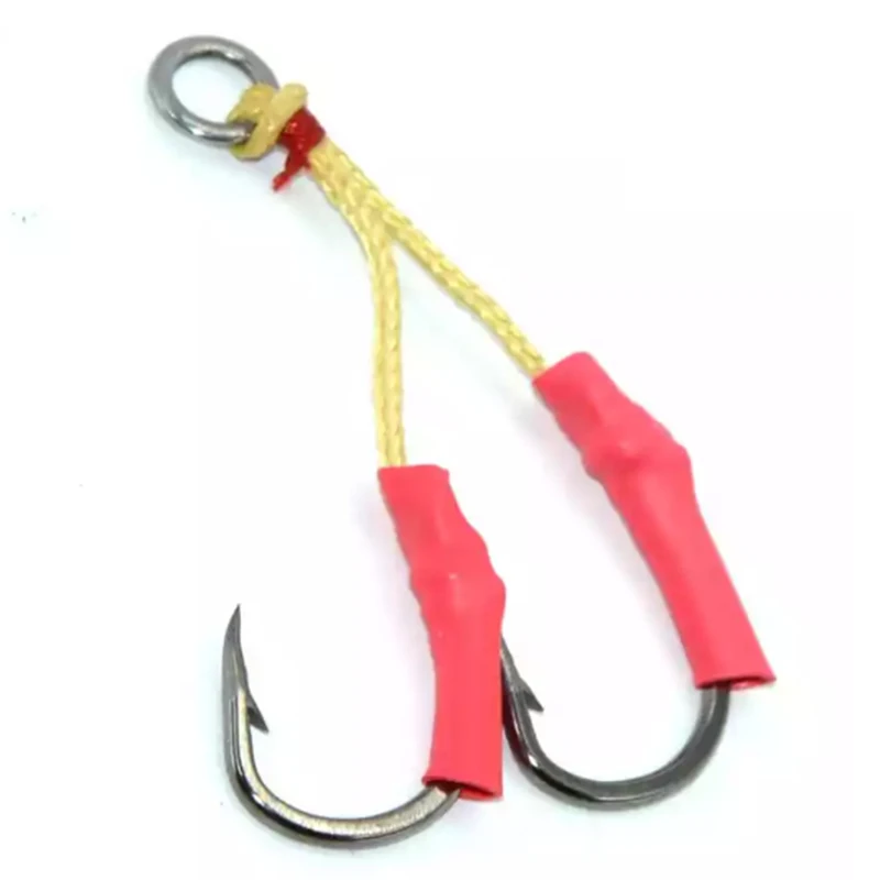 TAKEDO 3 par/bolsa 10827A anzuelo de Jigging pesca en el mar 1/0 - 10/0 anzuelo de ayuda de cebo vivo con línea trenzada de fibra de Kevlar anillo sólido - imagen 2