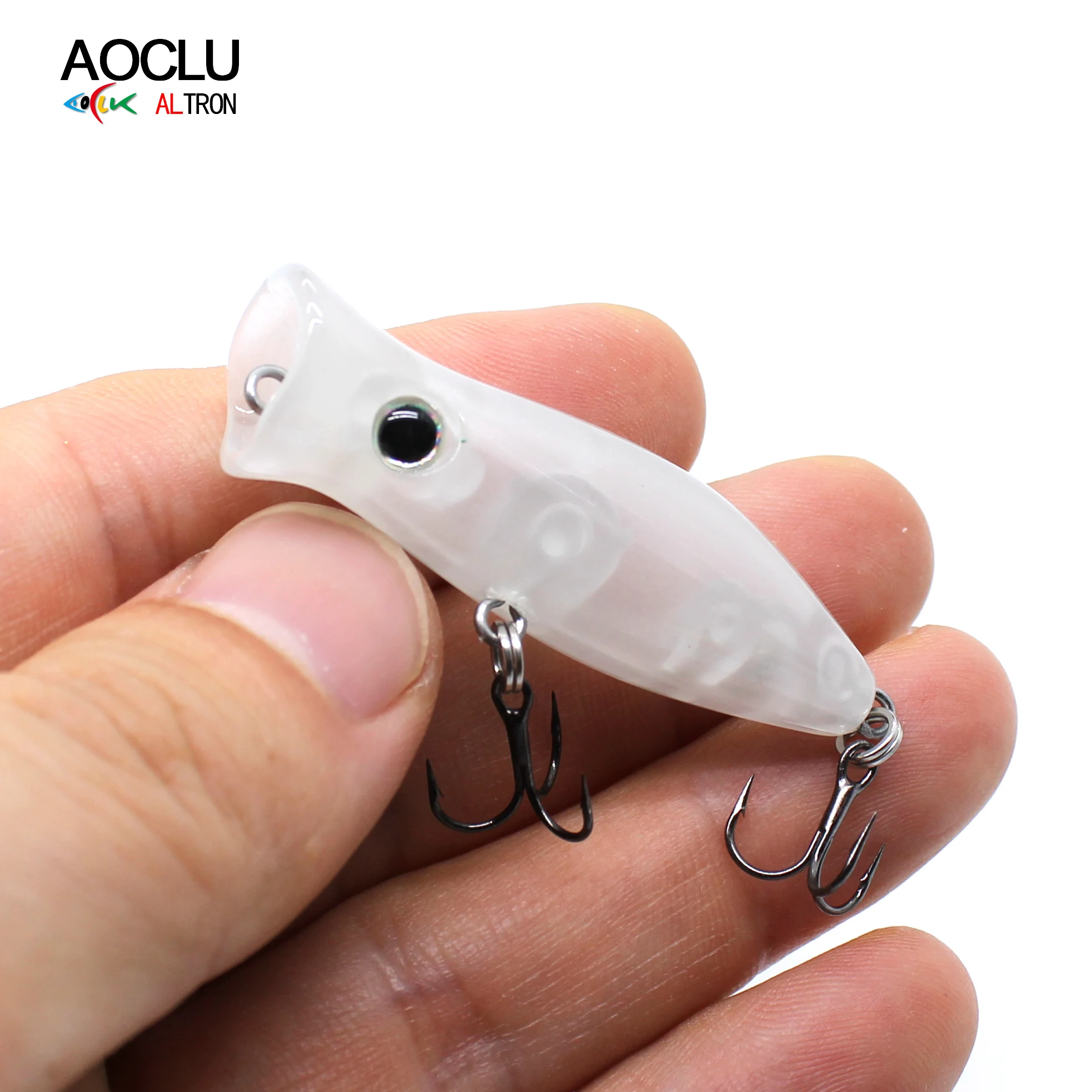 AOCLU-Mini Popper flotante, Wobbler de cebo duro, nadador de superficie, revestimiento UV, atractivo para los peces, anzuelos VMC, calidad, 45mm, 4,0g - imagen 5