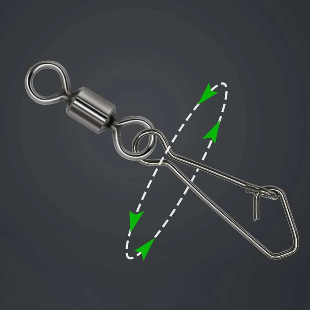 Conector de señuelo de acero inoxidable de latón giratorio de pesca, anzuelo de enlace rápido, accesorios de aparejos de pesca chapados en negro - imagen 5