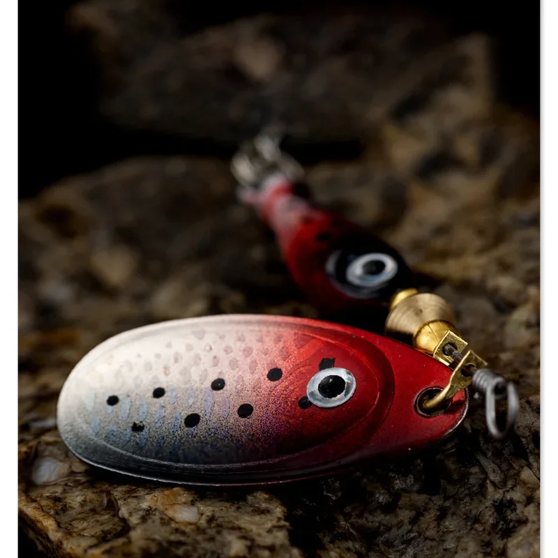 Señuelo giratorio de pesca, anzuelos triples, aparejos de pesca de lubina, 7cm, 9g, cuchara de Metal, cebo duro, 1 piezas - imagen 3