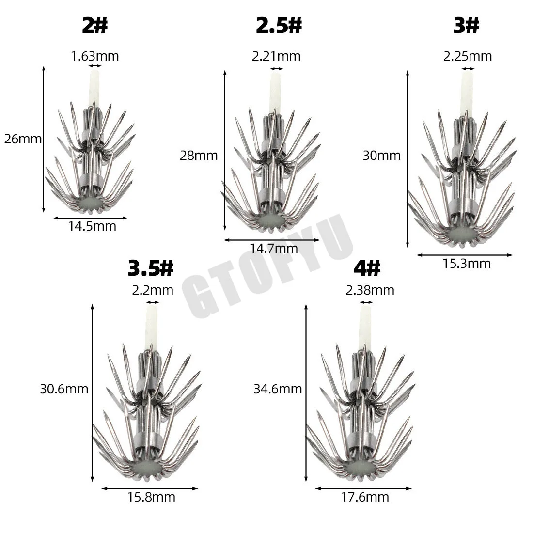 9pcs Baosity  Cuttlefish Squid Jig Lure Hooks Stainless Steel Claw Hook Glow Sharp Umbrella Hooks Baits for Shrimp Octopus - imagen 5