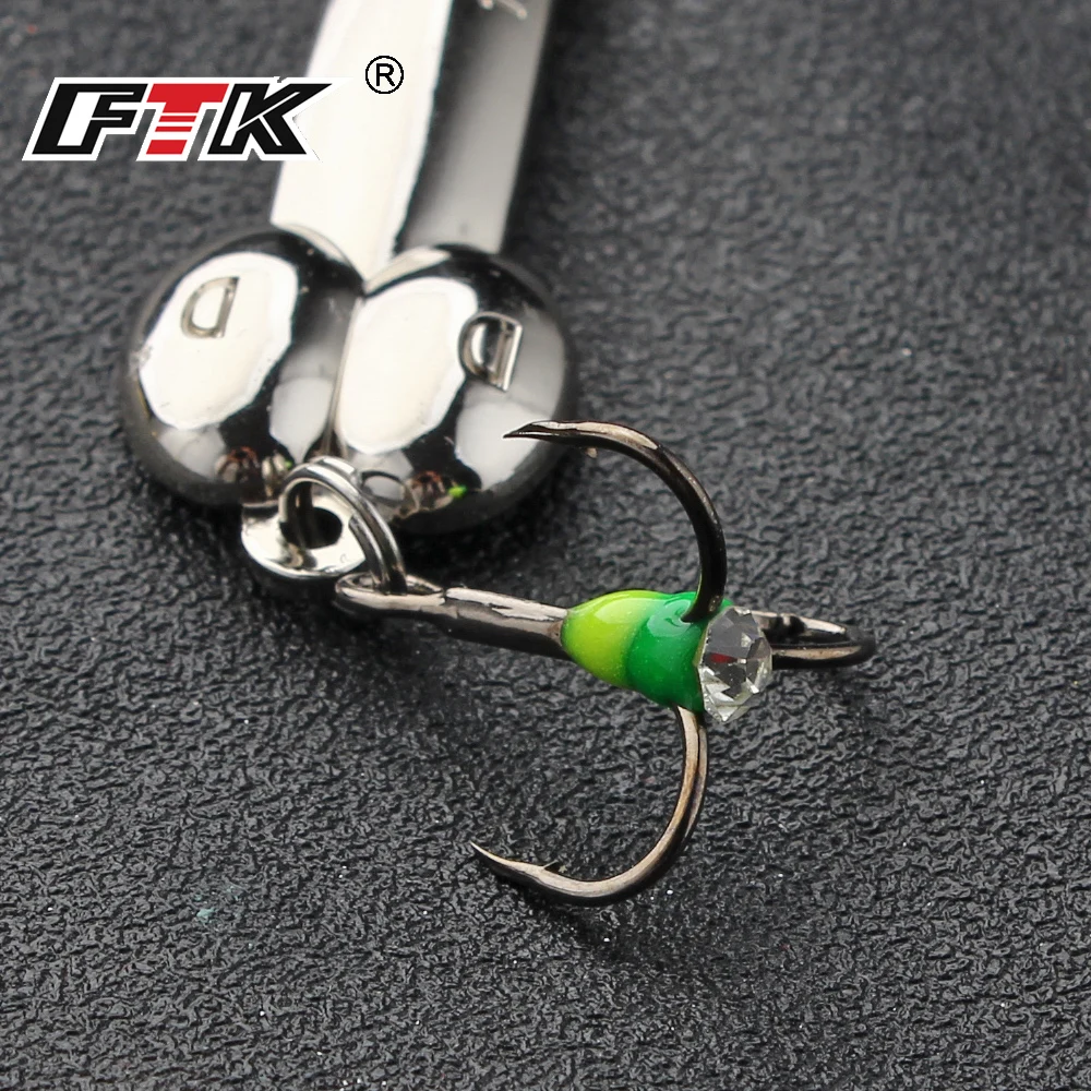 FTK-señuelo giratorio de pesca en hielo, cebo de pesca de lubina, anzuelo triple, 5g/10g/15g/20g, 34mm/44mm/50mm/56mm, 1 unidad - imagen 5