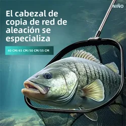 Red de aterrizaje de aleación de aluminio para niños, accesorios de pesca, red de inmersión plegable antigancho, red de pesca profunda para exteriores, 40/45/50/55cm