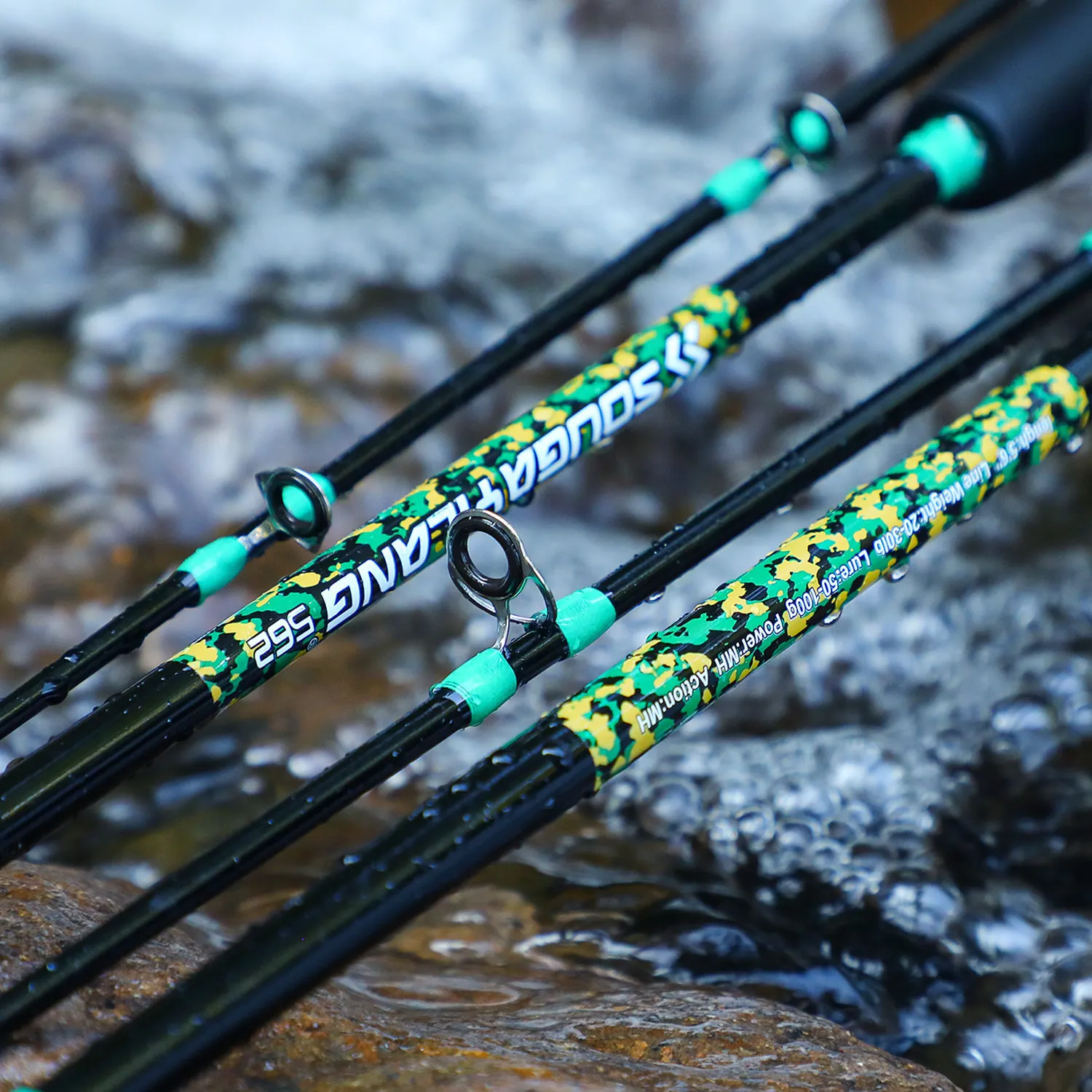 Caña de pescar Sougayilang Baitcasting, caña de pescar de fibra de carbono de 2 secciones, caña giratoria de 1,65 m, mango EVA, agarre para lubina, Pesca de agua dulce - imagen 5