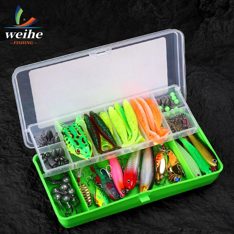 WEIHE Kit Pesca Señuelos Caja y Accesorios