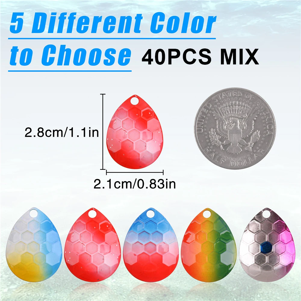 Kit DE FABRICACIÓN de señuelos con cuchillas giratorias Colorado, 70 piezas, hojas de cebo giratorio con anillos divididos, aparejos de pesca, aparejo de lubina, trucha, Walleye - imagen 3