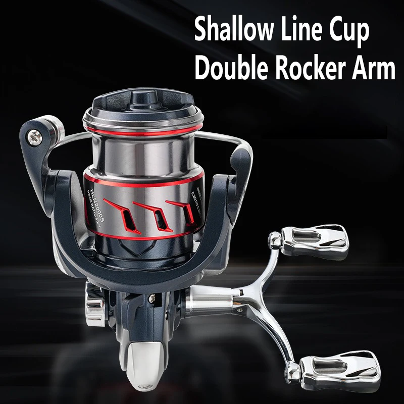 Carrete giratorio Mavllos Flamingos Bass, arrastre de 8KG, relación de velocidad 5,2: 1, carrete ligero poco profundo, doble brazo basculante, carrete de pesca de carpa