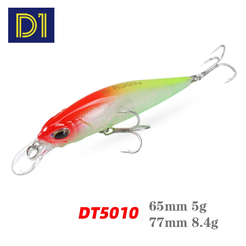 Señuelo de pesca de pececillo suspendido D1, 65mm, 5g, 77mm, 8,4g, Hover Fry Wobblers, cebo duro, aparejos de pesca Jerkbait para Lucio DT5010