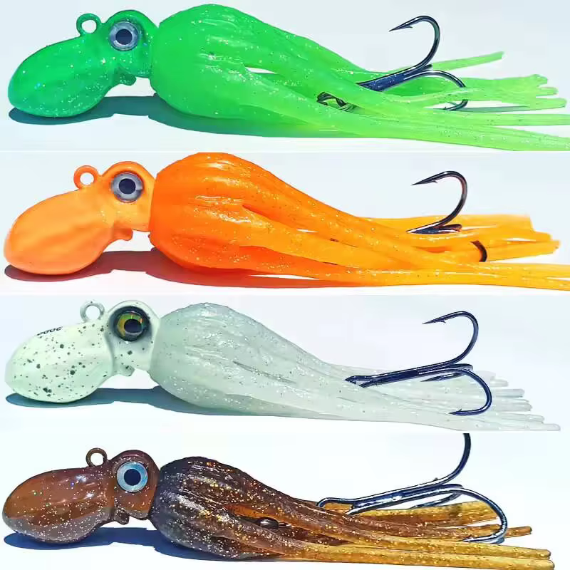 Señuelo brillante para pesca con falda de calamar, pulpo y cola - imagen 4