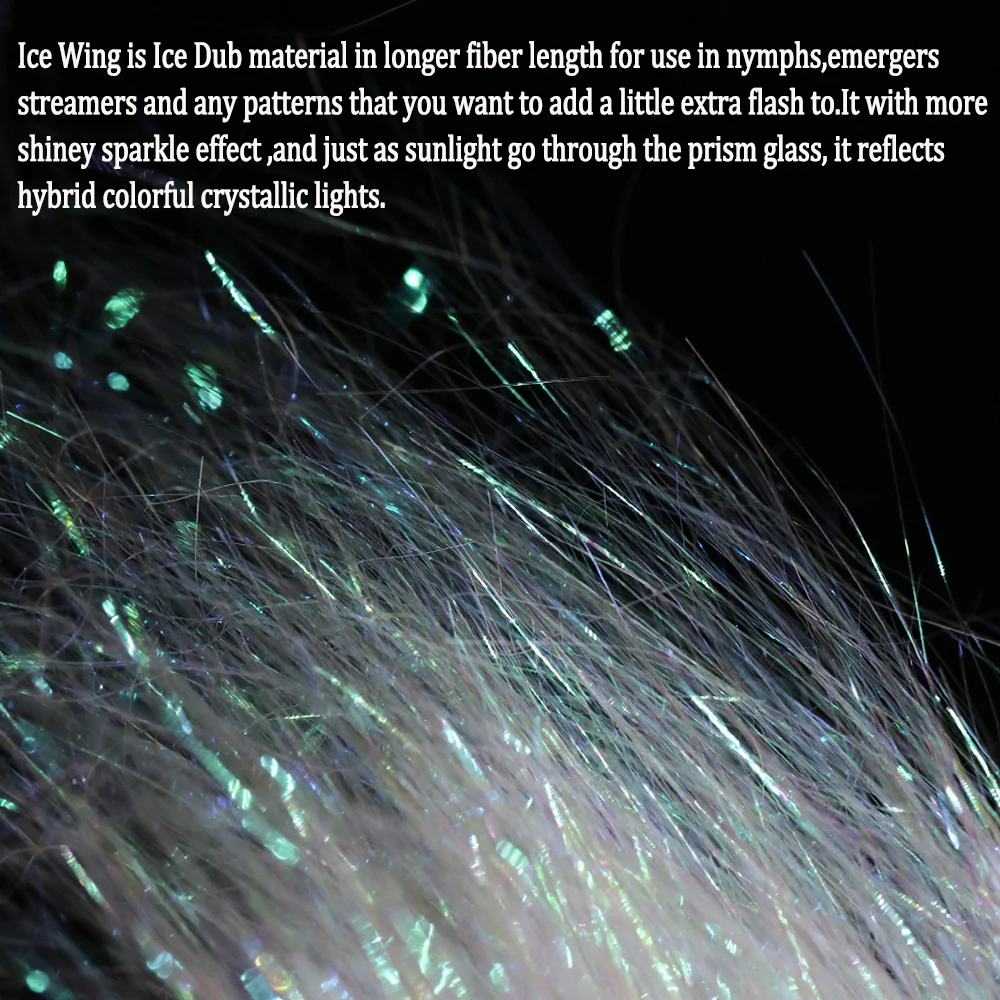 2 paquetes de fibra de doblaje de hielo de 6,5 cm de largo, Material de atado de moscas, ala de hielo Flash para serpentinas, cebo, pececillo, señuelo de trucha, pesca en agua salada - imagen 3