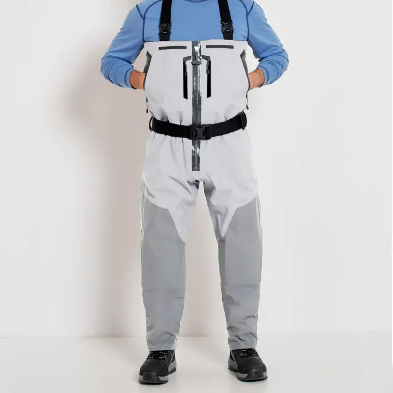 Wader de pesca con cremallera frontal hacia arriba en el pecho, pie de media Convertible con cremallera, impermeable, ligero y transpirable, aventura de vadear - imagen 4