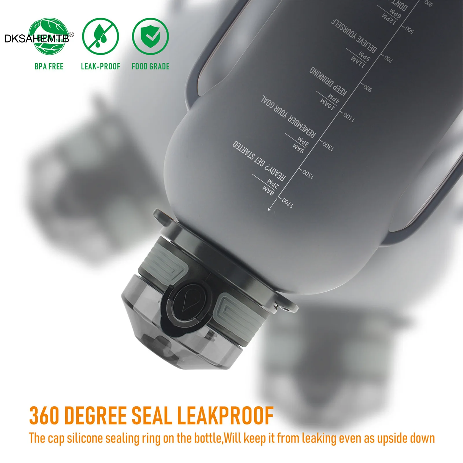 Botella de agua grande y plegable sin BPA, botella de agua motivacional con correa de transporte para gimnasio, Camping, senderismo, viajes y deportes, 2000ml - imagen 5