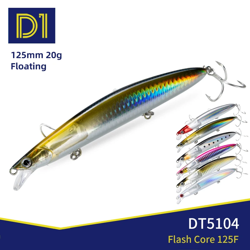 D1 Flash Core 125F Jerkbait – Señuelo flotante de fundición larga para lubina