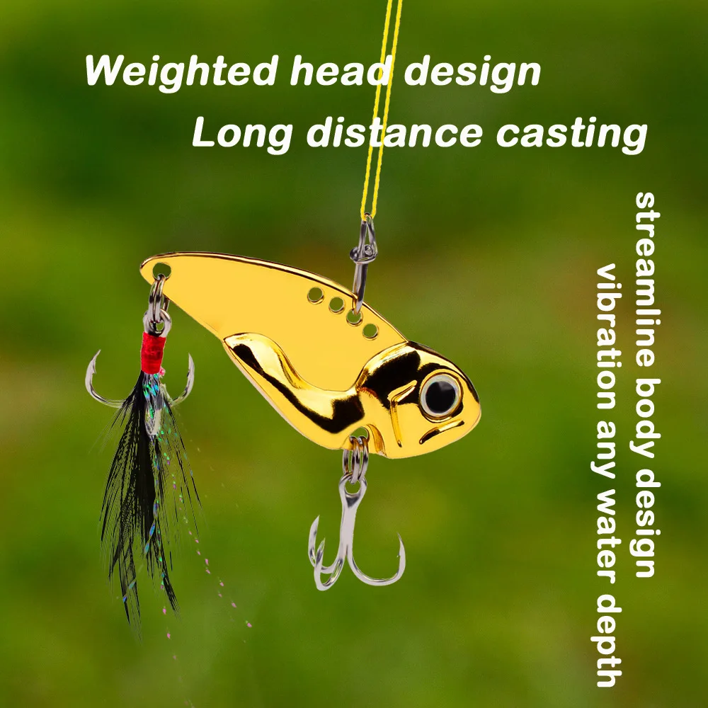 Señuelo de pesca con vibración de Metal VIB, 1 piezas, 7g 11g, cebo duro con anzuelos triples, plantilla para Lucio, aparejos de pesca para curricán - imagen 5