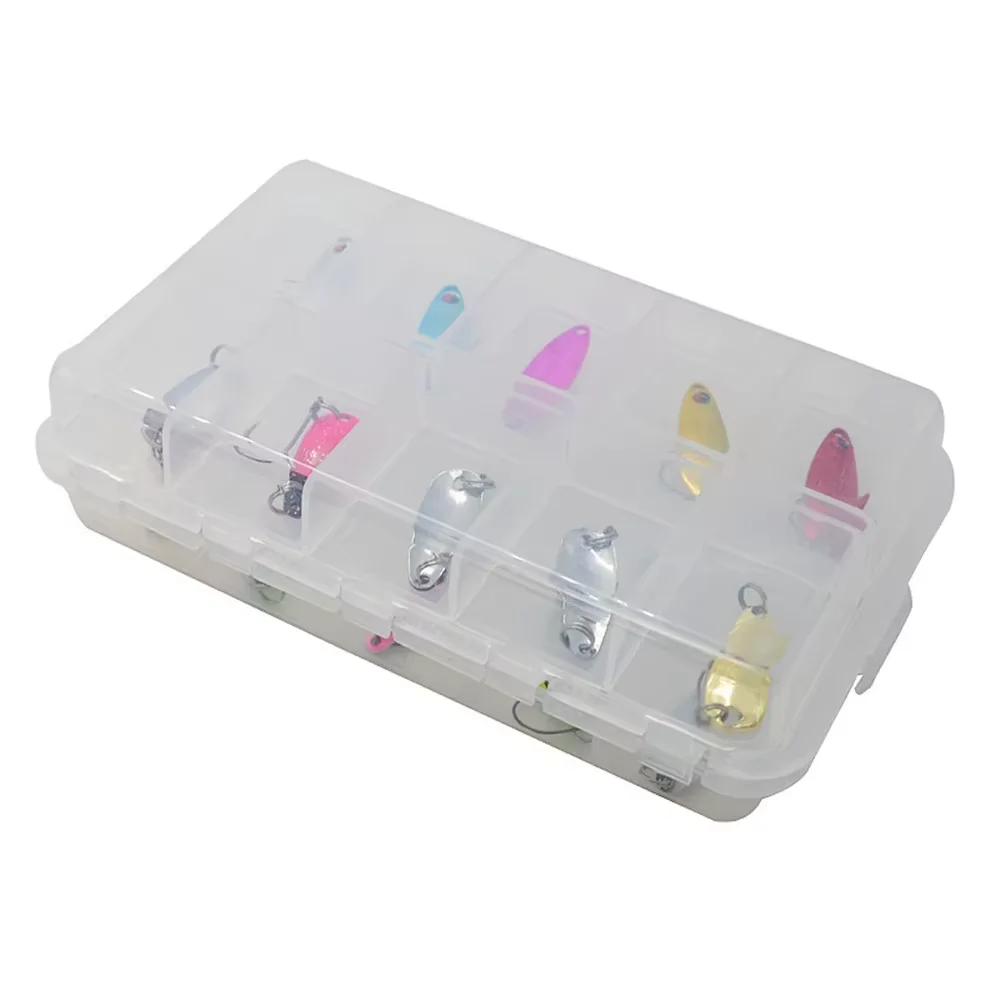 TWM20Pcs/Set de Señuelos de Pesca de colores mezclados, juego de cebo con cuchara, Kit de señuelos de Metal, Señuelos de Pesca con lentejuelas con caja, anzuelos triples, aparejos de pesca - imagen 4