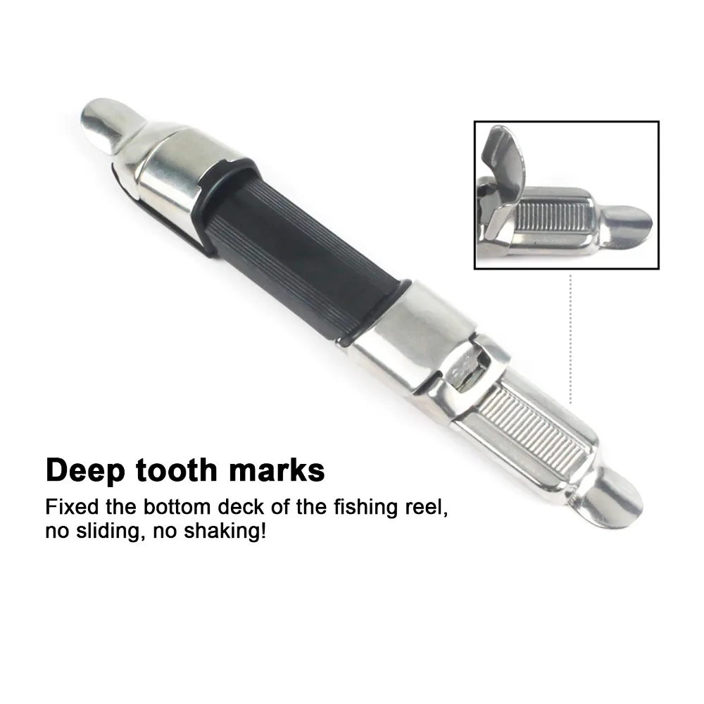 Asiento de rueda de caña de pescar de acero inoxidable, 5 uds., con almohadilla de goma, asiento de carrete de pesca ligero, asiento de caña de pescar - imagen 3
