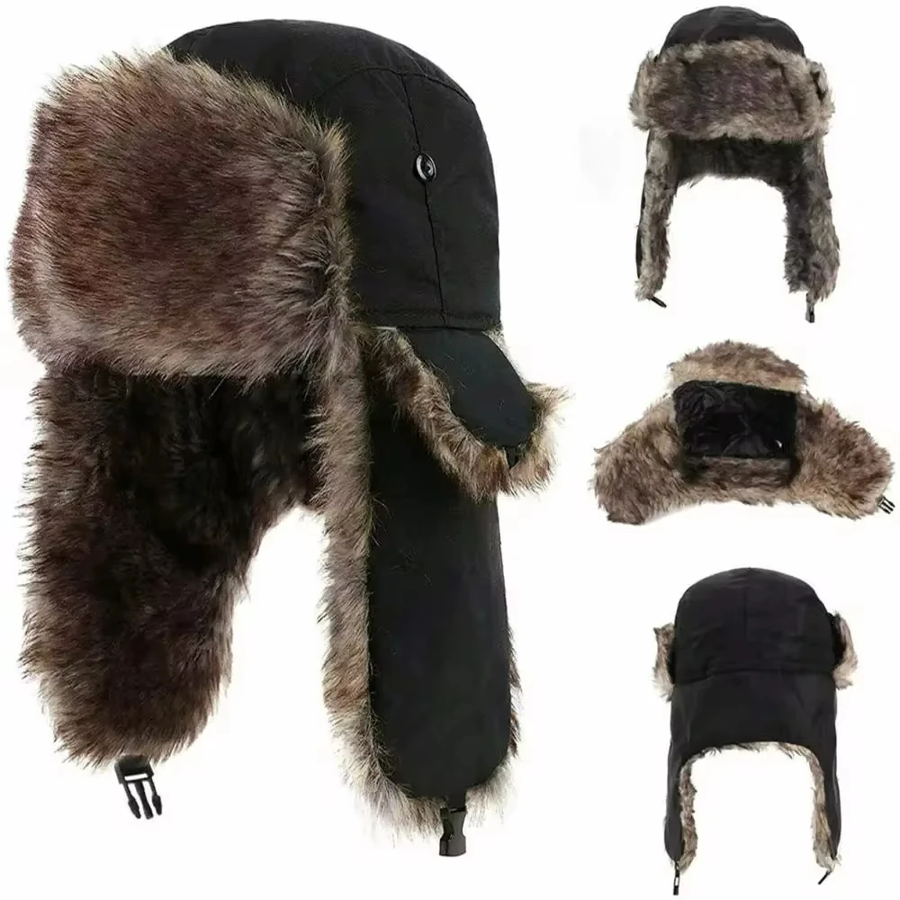 Botas de piloto de invierno para hombre, almohadillas para los oídos, gorro de esquí cálido e impermeable, gorro de bomba, sombrero de pesca al aire libre, sombrero con protección para los oídos - imagen 4