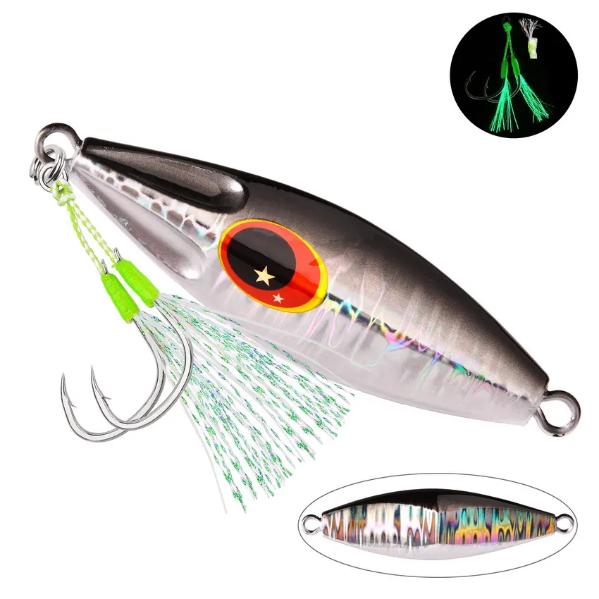 Plantilla grande para pesca, pesas de 30g-120g, plantillas de pesca, señuelos de agua salada, plantilla de lubina de Metal, Isca, peces artificiales artificiales, purpurina holográfica - imagen 4