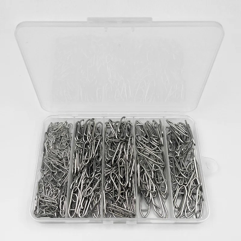 260 unids/caja tipo señuelo conector de clavija rápida anillo colgante de acero inoxidable aparejos de pesca de mar clip de papel traje plateado - imagen 5