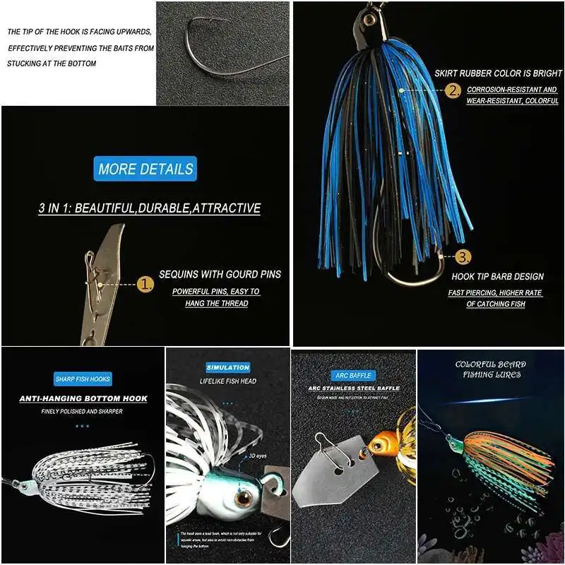 Señuelo de pesca sin armazón, anzuelo de pesca de arco afilado con púas 3D, plantilla de acero inoxidable con falda giratoria, señuelo para lubina, percha, 1 unidad - imagen 5