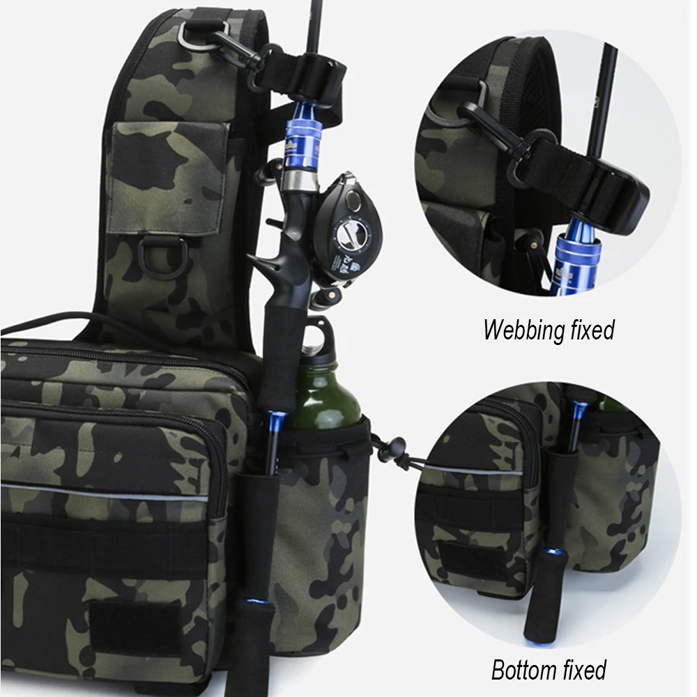 Bolsas de aparejos de pesca, bolso cruzado de hombro, riñonera de pecho, caja de engranajes de señuelos, accesorios de almacenamiento de utilidad, mochila de Camping - imagen 5
