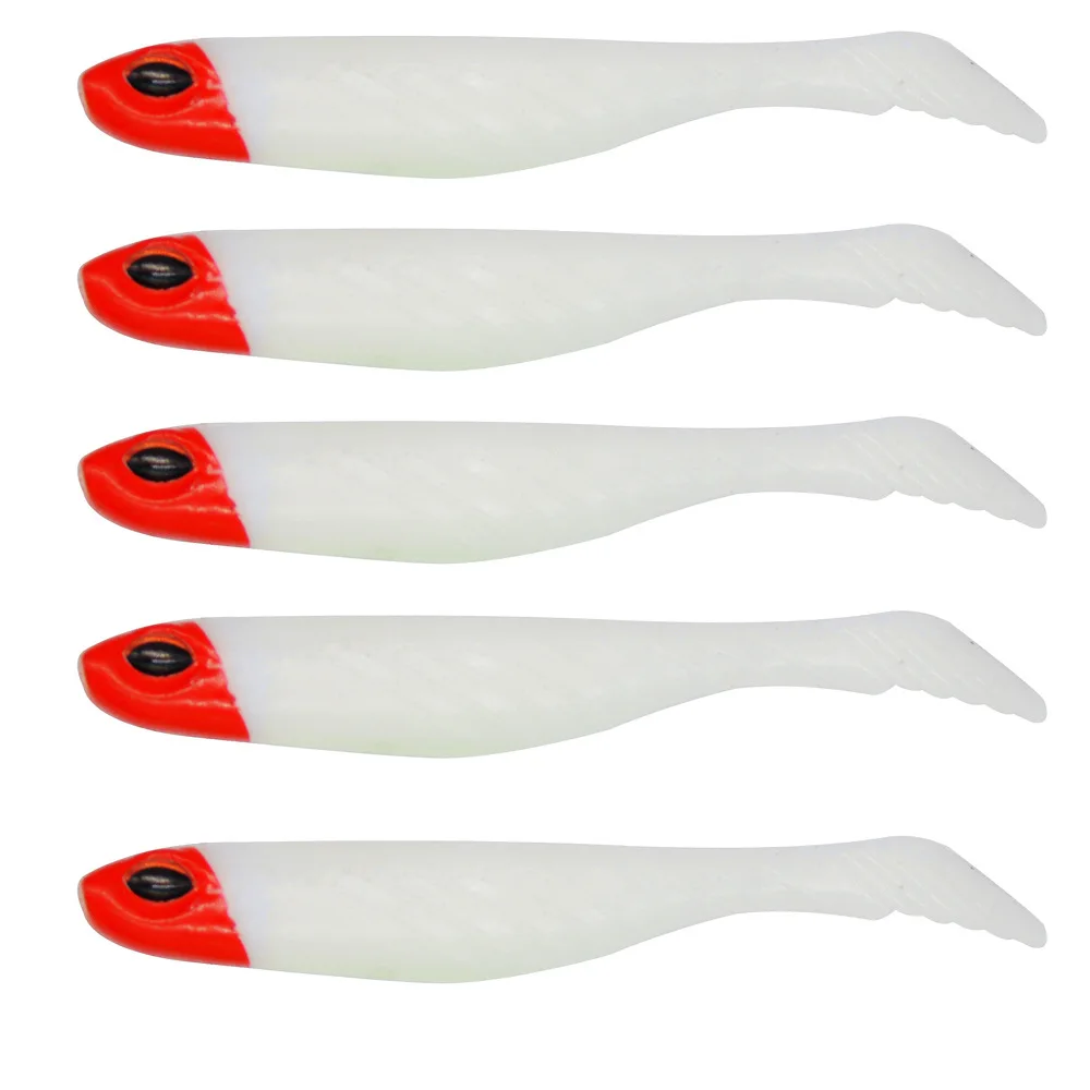 Señuelo de pesca ojo rojo cola en T cebo suave 7cm 2,3g PVC gusano señuelos artificiales doble Color lote 5 piezas venta - imagen 2