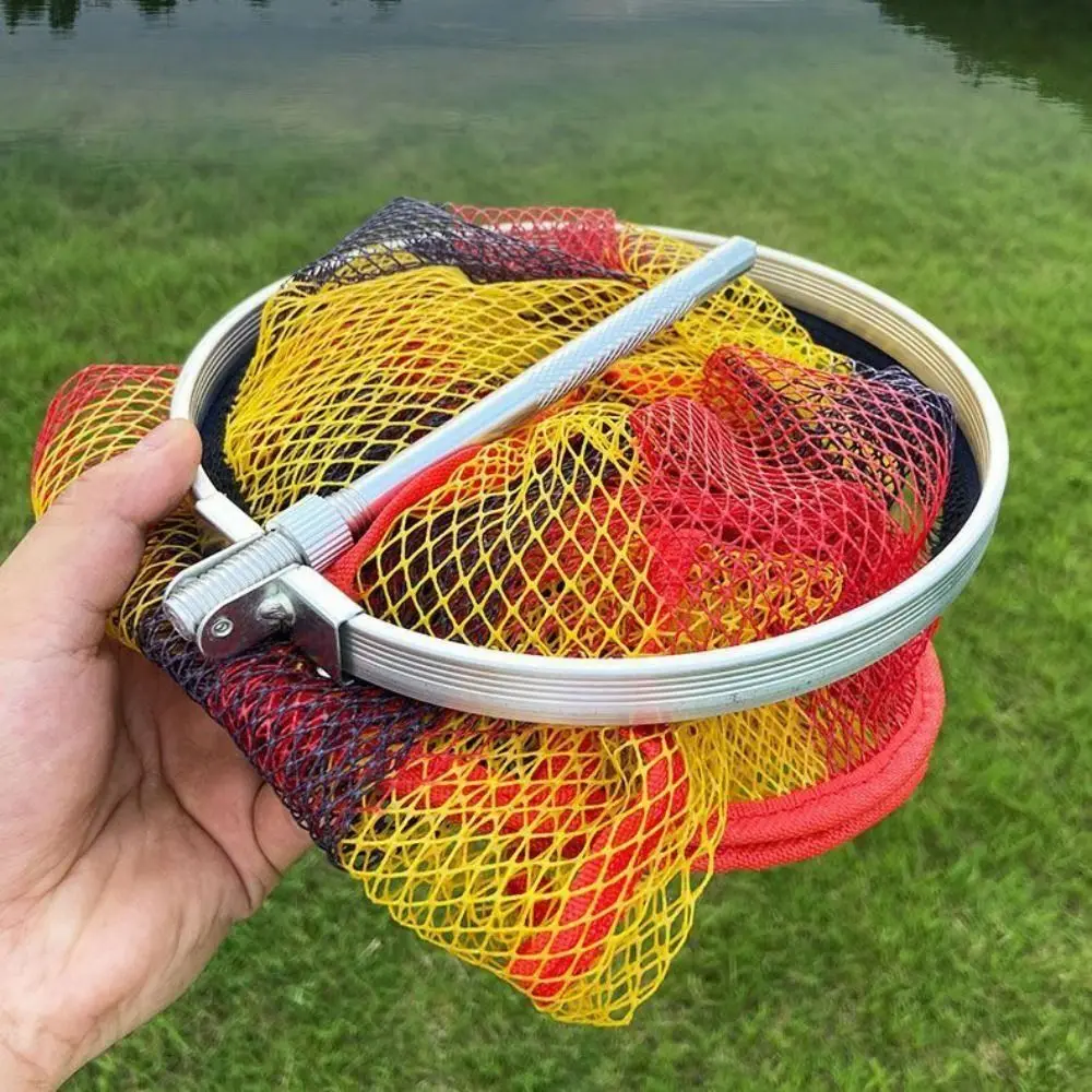 Redes de pesca portátiles plegables de 90/150/200cm de profundidad, cesta de jaula de camarón de secado rápido, bolsa de malla antisalto con borde de anillo, herramienta de pesca - imagen 3