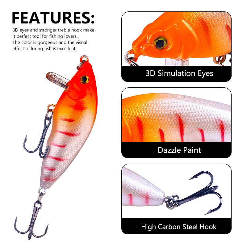 Señuelos de Pesca flotantes Minnow 7cm-8. 4g-6 # señuelo de trucha Jerkbait japonés Isca Artificial cebo duro Wobbler en pesca de Lucio - imagen 4