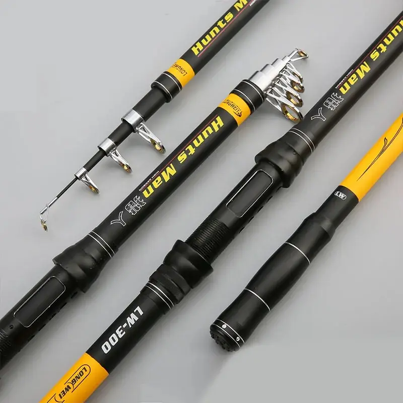 Caña de pescar telescópica de carbono, aparejos de viaje, portátil, giratoria, carpa, 2,4 M, 2,7 M, 3,0 M - imagen 4