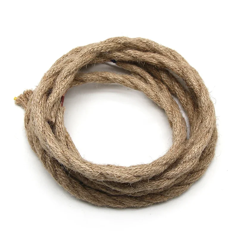 Cable eléctrico de cuerda de cáñamo de 1/3/5/10m, Cable trenzado de 2/3 núcleos para decoración de barra de luz Retro, línea de lámpara Vintage de cobre de estilo Retro - imagen 5