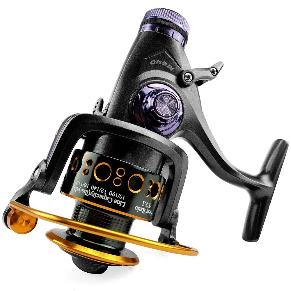 Carrete de pesca giratorio con diseño de freno doble, serie 3000-6000, arrastre máximo de 8KG, relación de engranaje 5,2: 1/5,0:1, carrete de Metal para herramienta de pesca de carpa - imagen 3