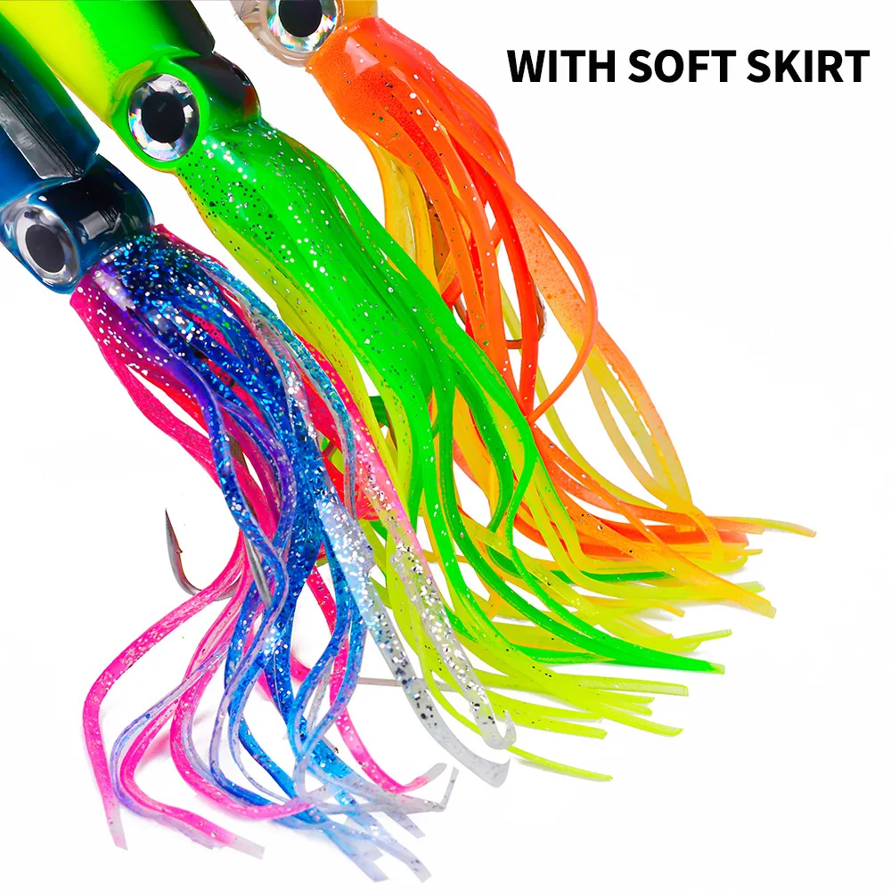 Señuelo de pesca de pulpo, 1 Uds., 14cm, 40g, 6 colores, cebo duro de calamar, gancho de acero rico en carbono, manivela de pulpo para atún, herramientas de atractivo marino - imagen 5