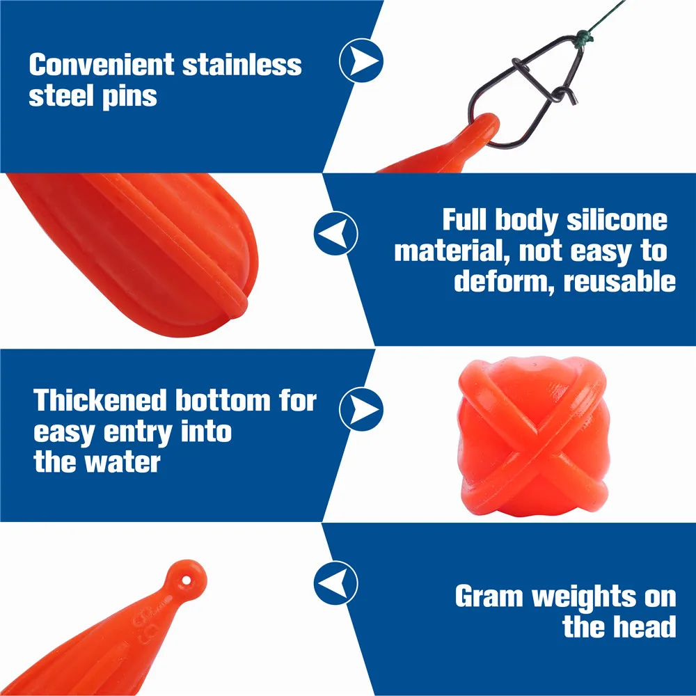 Tapones de práctica de pesca de silicona, tapón de práctica de fundición de pesca, 5 peso mixto para mejorar las habilidades de lanzamiento, 5 uds. - imagen 3