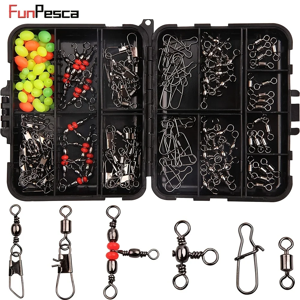 Kit giratorios pesca rodamiento bolas triples clips a presión barril - imagen 4