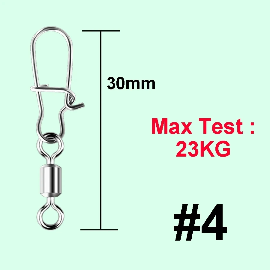 Pin conector de pesca de acero inoxidable, rodamiento giratorio con broche, accesorios de señuelo de anzuelo, 100 piezas por caja, 1/0 #2 #4 #6 #8 # - imagen 4