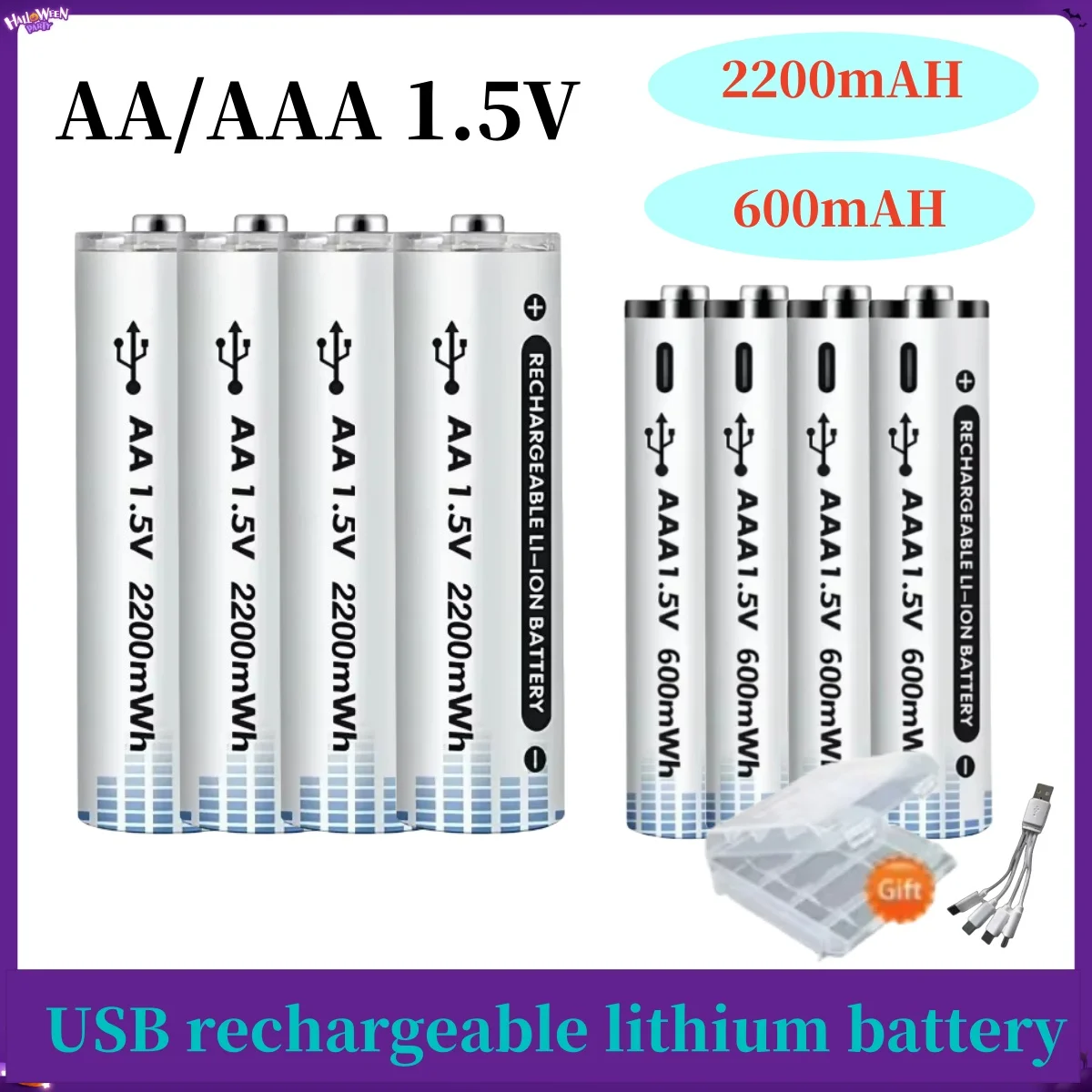 Baterías Litio Recargables AA/AAA 1,5V USB-C – Carga rápida - imagen 5