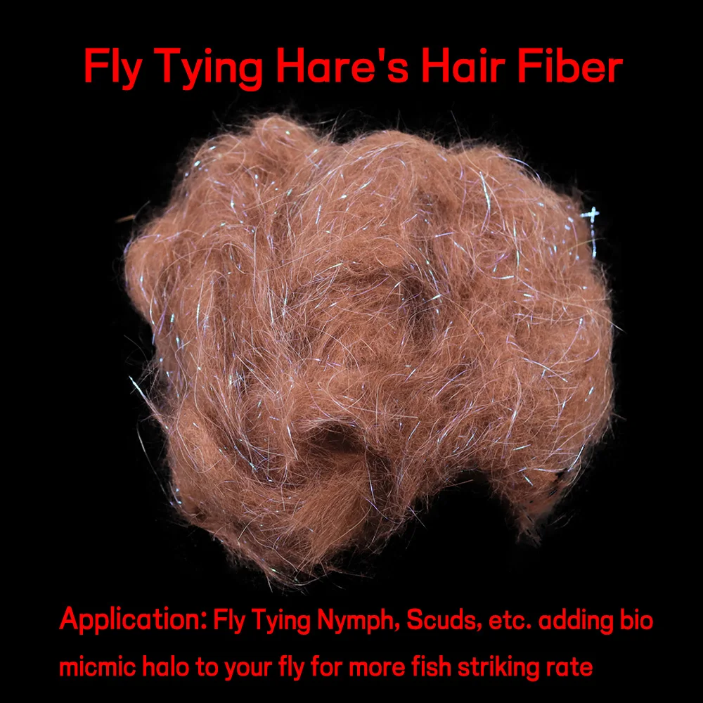 Bimoo, 1 bolsa, 3g, atado de moscas, fibra de pelo de liebre, matériau de doblaje de ala de hielo, pelo de conejo brillante Flash - imagen 2
