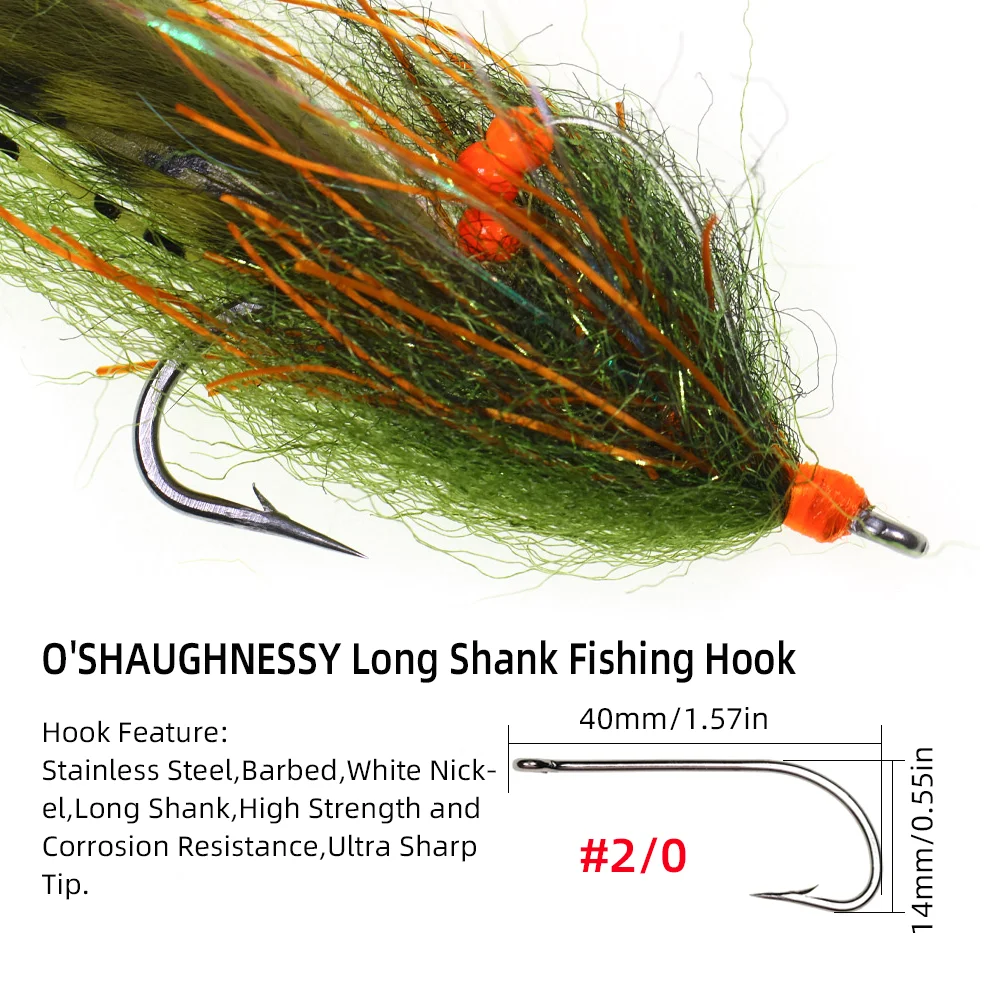 Wifreo 3 uds/4 Uds 2/0 tira de liebre Zonker Streamer mosca con púas gancho de acero inoxidable Tarpon Bunny Fly Bass Pike cebos de señuelo de pesca - imagen 4